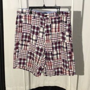 Chaps Red/Blue Patchwork Shorts size 34, Fun shorts for Golf,or Casual e…